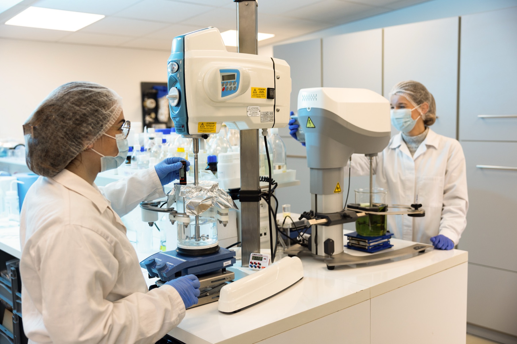 Technicians at the formulation bench, Biocreation Cosmetic laboratory